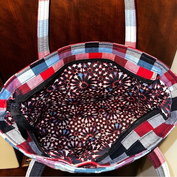 Vera Bradley Patriotic Plaid Small Vera Tote - Picture 2 of 6